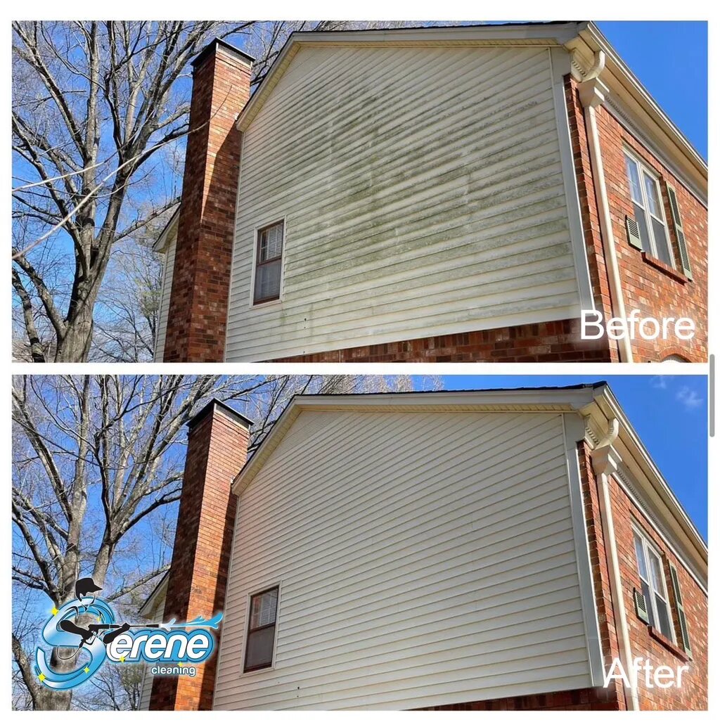 House siding soft washing, before and after
